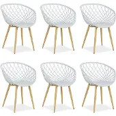 Homestyle4u Tuinstoelen - Set van 6 - Kunststof - Grijs