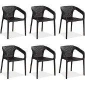 Homestyle4u Tuinstoelen - Set van 6 - Stapelstoelen - Kkunststof - Zwart