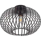 LINDBY - plafondlamp - 1licht - Staal - H: 25.5 cm - E27 - zwart, geborsteld koper
