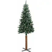 vidaXL Kerstboom met echt hout en sneeuw smal 150 cm groen