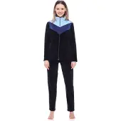 Merry Style – Dames Huispak – Vrijetijdspak – Velours – MS-MG-F-SUIT3-n – Marineblauw/Donkerblauw/Lichtblauw – XXXL