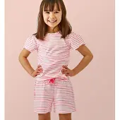 Little label gestreepte shortama van katoen roze/wit Meisjes Stretchkatoen Ronde hals - maat 158