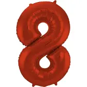 Folat - Folieballon Cijfer 8 Rood Metallic Mat - 86 cm