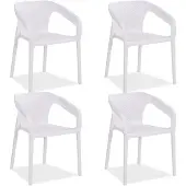 Homestyle4u Tuinstoelen - Set van 4 - Stapelstoelen - Kunststof - Wit