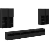 vidaXL Tv Wandkast Set 7 st 100 x 30 x 40 cm Zwart Eiken