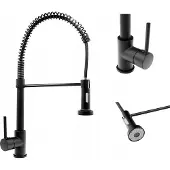 Granitan Zwarte Keukenmengkraan met Uittrekbare Spuit: Modern Design