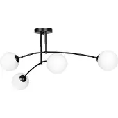 Emibig Plafondlamp Pregos 4, dimbaar, zwart, Hal, metaal, Modern, plafondlamp