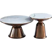 Starfurn Salontafel Alix - Rond Wit Marmer - Set van 2 - 75x75x41cm