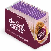 Delickcious volwassen honden natvoer reepjes met kalkoen en kaas in roomsoep 12x85g