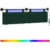 vidaXL Hangend hoofdbord Met LED-verlichting Donkergroen Fluweel