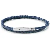 Lucleon Collins | 3 mm Marineblauwe Geweven Leren Wikkelarmband