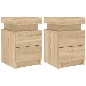 vidaXL Nachtkastjes met LED-verlichting 2 st 35x39x55 cm sonoma eiken