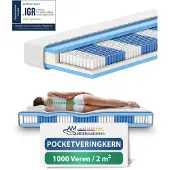AM Qualitätsmatratzen - 1000 veren 7-zone pocketveringmatras 160x200 cm (H3) - Ergonomisch matras 160 x 200 met 1.000 veren - 24 cm Premium hoogte - Afneembare TENCEL Lyocell tijk - Made in Germany
