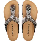 Tamaris Teenslipper donkerbruin / grijs / zwart / wit