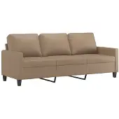 vidaXL Driezitsbank 180 cm kunstleer cappuccinokleurig