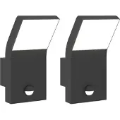 vidaXL Buitenwandlampen 2 st LED met sensors gegoten aluminium zwart