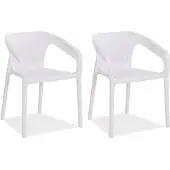 Homestyle4u Tuinstoelen - Set van 2 - Stapelstoelen - Kunststof - Wit