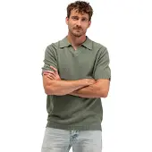Butcher of Blue Polo groen teddystructuur v-hals