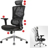 Mendler Bureaustoel -J89, bureaustoel ergonomisch, lendensteun hoge rugleuning 3D armleuningen ~ zwart gestoffeerd
