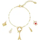 Yehwang Goudlief DIY-armband Eiffeltoren - verkleurt niet - roestvrij staal