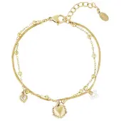 Yehwang Goudlief Dubbele armband met hart bedel - Roestvrij staal - Verkleurt niet - Cadeau - Goudlief.nl - Goudkleur