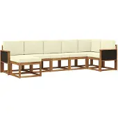 vidaXL Buiten bank set 7 st Natuurlijk en Crème Polyester
