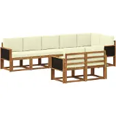 vidaXL Buiten bank set 8 st Natuurlijk en Crème Polyester