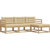 vidaXL Buiten bank set 4 st Wit en Beige Polyester