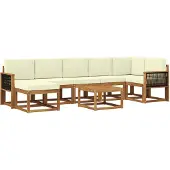 vidaXL Buiten bank set 8 st Natuurlijk en Crème Polyester