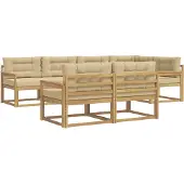 vidaXL Buiten bank set 6 st Wit en Beige Polyester