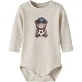 Name it Romper l/s - Rib - NbmHaball - Peyote Melange - - 56 - Rompers Lange Mouw
