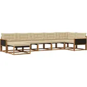 vidaXL Buiten bank set 7 st Natuurlijk en Beige Massief Acacia Hout