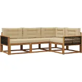 vidaXL Buiten bank set 4 st Natuurlijk en Beige