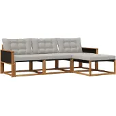 vidaXL Buiten bank set 4 st Naturel en lichtgrijs