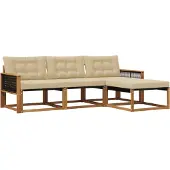 vidaXL Buiten bank set 4 st Natuurlijk en Beige
