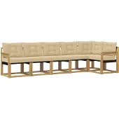 vidaXL Buiten bank set 6 st Wit en Beige