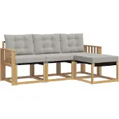 vidaXL Buiten bank set 4 st Wit en Lichtgrijs
