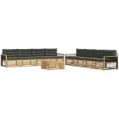 vidaXL Buiten bank set 9 st Wit en antracietkleurig Polyester