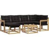 vidaXL Buiten bank set 7 st Wit en zwart