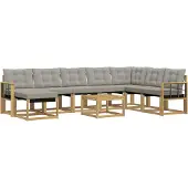 vidaXL Buiten bank set 9 st Wit en Lichtgrijs