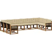 vidaXL Buiten bank set 10 st Natuurlijk en Beige