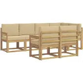 vidaXL Buiten bank set 7 st Wit en Beige Polyester