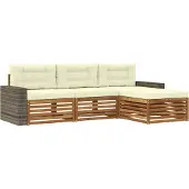 vidaXL Buiten bank set 4 st Natuurlijk en Crème Polyester