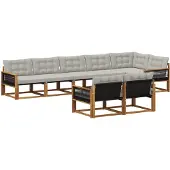 vidaXL Buiten bank set 8 st Naturel en lichtgrijs