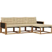 vidaXL Buiten bank set 4 st Natuurlijk en Beige