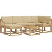 vidaXL Buiten bank set 7 st Wit en Beige Massief Acacia Hout