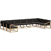 vidaXL Buiten bank set 10 st Wit en zwart