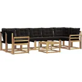 vidaXL Buiten bank set 8 st Wit en zwart