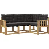 vidaXL Buiten bank set 4 st Wit en zwart
