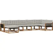 vidaXL Buiten bank set 7 st Naturel en lichtgrijs Massief Acacia Hout